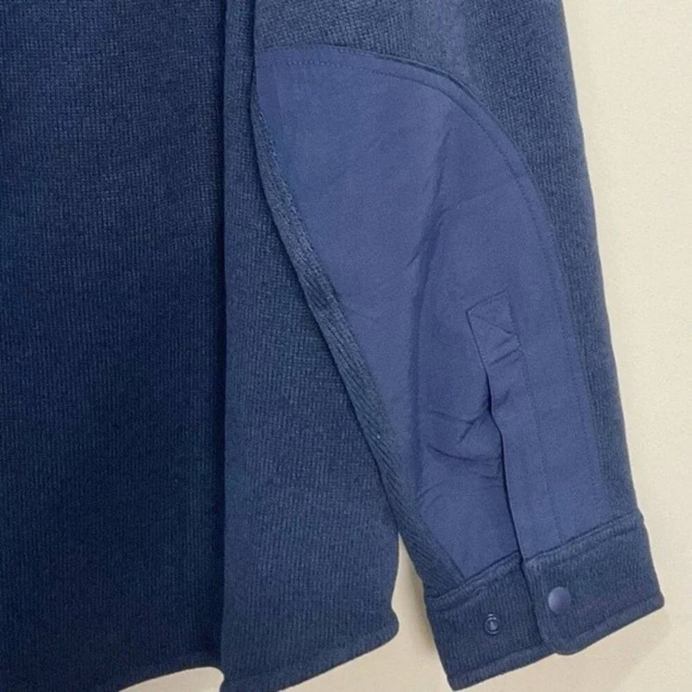 J Crew Sweater Fleece Jacket Utility Blue Nordic Shacket Sz XXL Shirt-Jacket